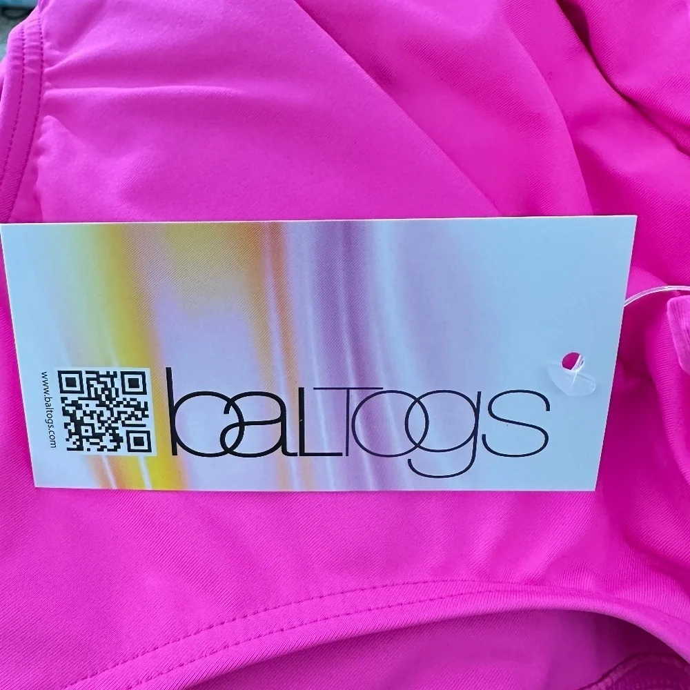 Baltogs Pink High Neck Mesh Long Sleeve Crop Top High Waisted Briefs Dance Set